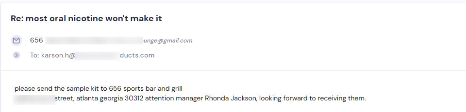 Campaign reply from retailer - retailer sample request 46 of 55